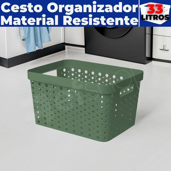 Imagem de Caixa Cesto Organizador Multiuso Rattan S/ Tampa 33 LITROS (46x34x24)