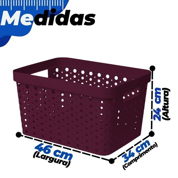 Imagem de Caixa Cesto Organizador Multiuso Rattan S/ Tampa 33 Litros (46x34x24)