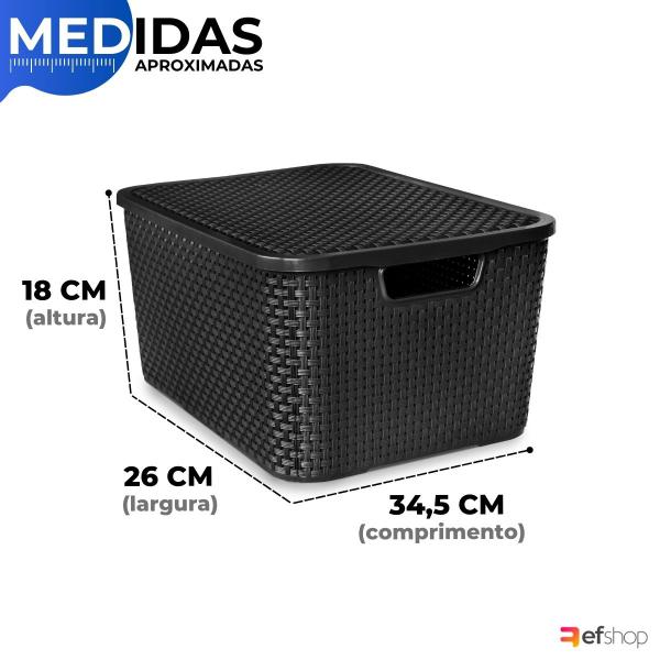 Imagem de Caixa Cesto Rattan Organizadora c/ Tampa Multiuso 15L 34x26