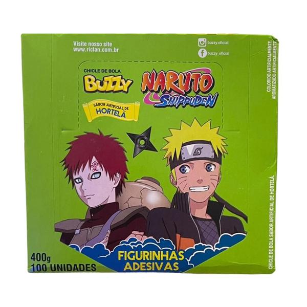 Caixa Chicle Buzzy Naruto Hortelã - 3 caixas - Riclan Imagem de Caixa Chicle Buzzy Naruto Hortelã - 3 caixas