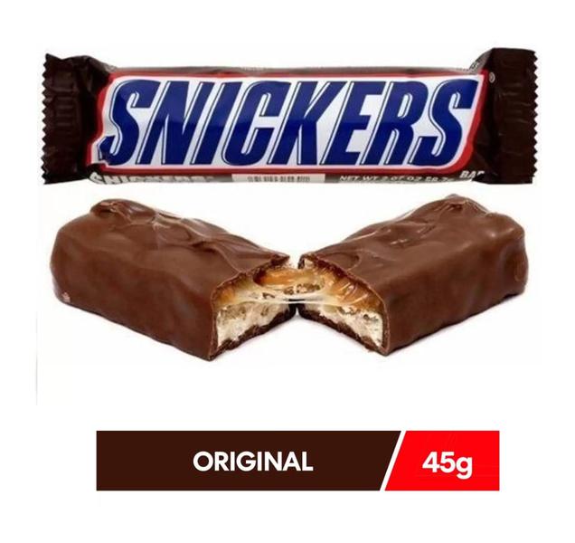 Caixa Chocolate Snickers Barra Recheada C/ 20un 45g - Mars Imagem de Caixa Chocolate Snickers Barra Recheada C/ 20un 45g