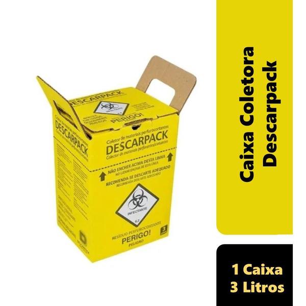 Imagem de Caixa Coletor 3L Descarpack Descarte Material Hospitalar