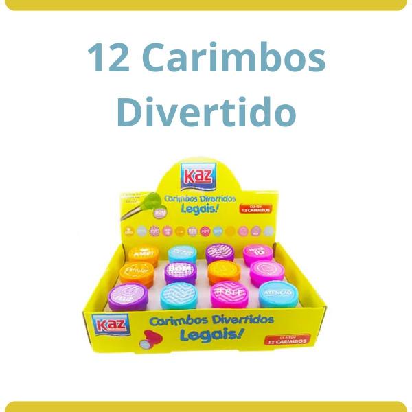 Imagem de Caixa com 12 Carimbos Legais KAZ Sortido Divertidos Cores Material Escolar Infantil Criança Diversão