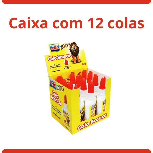 Imagem de Caixa com 12 Colas Brancas 40g KAZ Zoo com Espátula Atóxico Material Escolar Colagem Pápel Madeira