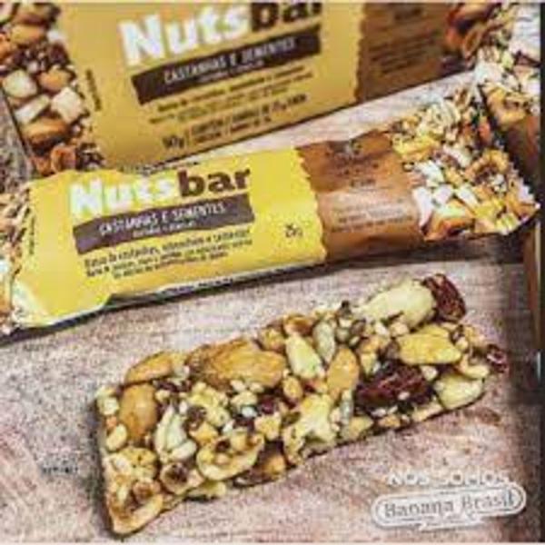 Imagem de caixa com 12 unidades de nuts bar castanha e sementes 25g