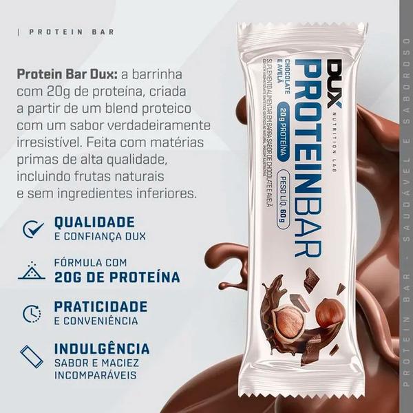 Caixa com 12un Protein Bar - Barra de Proteína - 60g cada - DUX Nutrition Imagem de Caixa com 12un Protein Bar - Barra de Proteína - 60g cada - DUX Nutrition