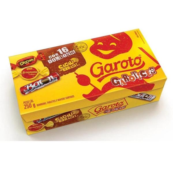 Imagem de Caixa Com 16 Bombons Tabletes Wafers Sortidos Da Garoto 250g