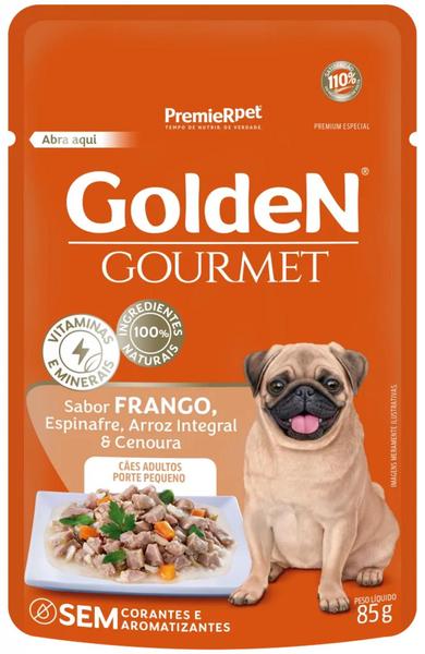 Imagem de Caixa com 20 Sachês Golden Gourmet Cães Adultos Porte Pequeno sabor Frango 85g