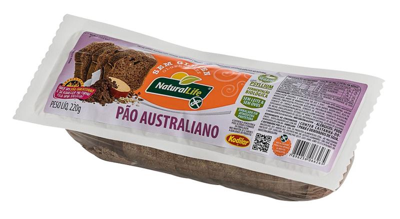 Caixa Com 6 Pacotes De Pão Australianos Sem Glúten Vegano Kodilar 220g Imagem de Caixa Com 6 Pacotes De Pão Australianos Sem Glúten Vegano Kodilar 220g