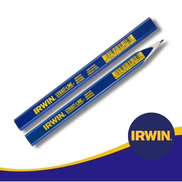 Imagem de Caixa Com 72 Lápis Para Carpinteiro Marceneiro Pedreiro Irwin Azul Marcação Profissional 18cm GrafiteResistente