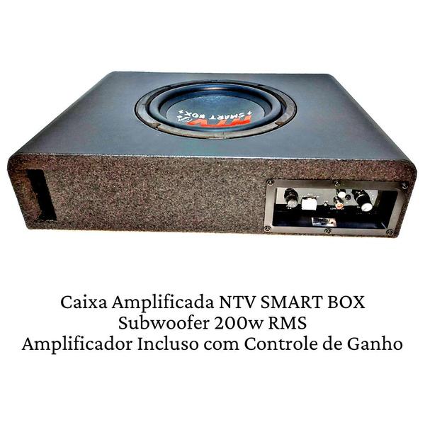 Imagem de Caixa com amplificador e subwoofer 8" 200w slim som automotiva amplificada sub 8 polegadas 200w