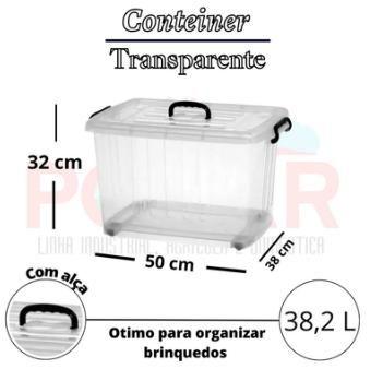 Imagem de Caixa container com tampa  n4 de 38,2 litros plastico,plasnew