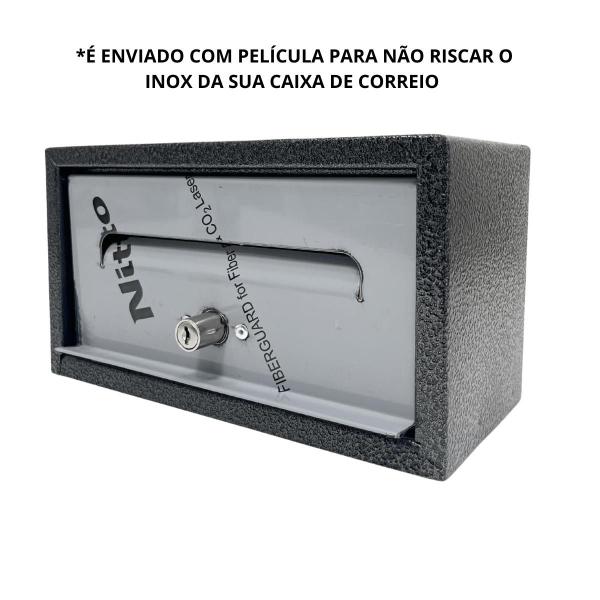 Imagem de Caixa Correio Cartas Frontal Frente de Inox e Corpo Preto para Embutir ou Parafusar com 2 Chaves Caixa Correio Cartas Fr