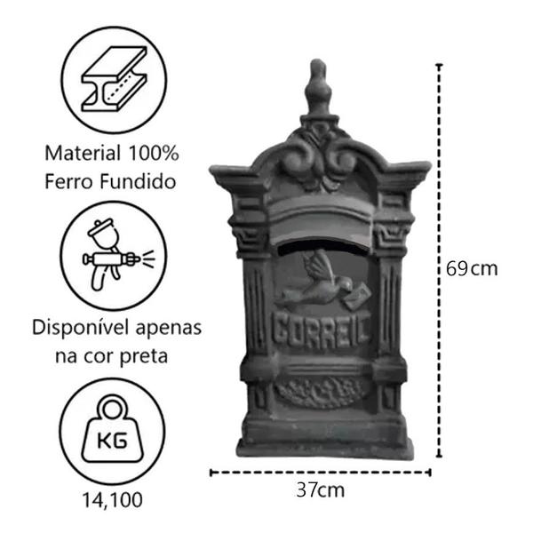 Imagem de Caixa Correio Ferro Fundido Pombo Grande Sem Pé 69x37cm