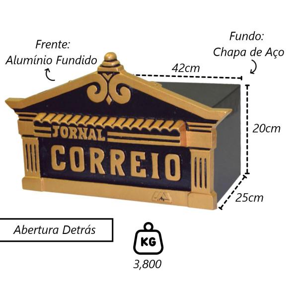 Imagem de Caixa Correio Para Cartas Imperial Jornal Detras 25x42x20cm