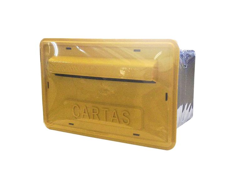 Caixa correio pvc amarela 1/2 tijolo abertura atras ms Imagem de Caixa correio pvc amarela 1/2 tijolo abertura atras ms