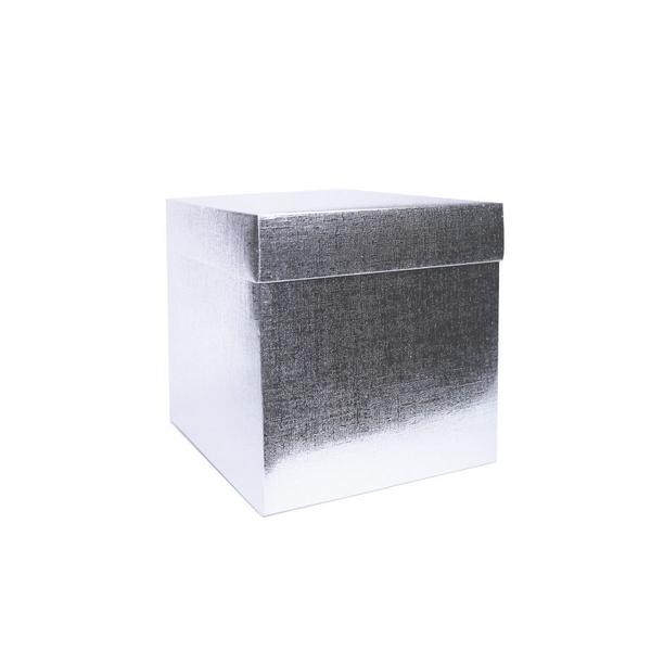 Imagem de Caixa Cubo para Presente Metalizada Prata 4x4x4cm - ASSK - Rizzo