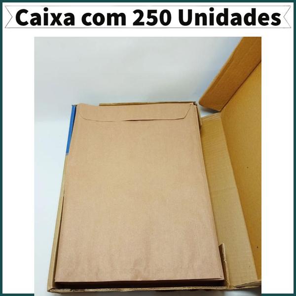 Imagem de Caixa de 250 Envelopes Marrom Tamanho A4 Saco Kraft Pardo 24x34cm Espessura 80 Gramas Scrity