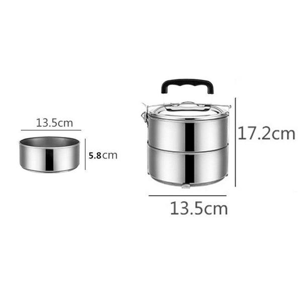 Imagem de Caixa de almoço de aço inoxidável de dupla camada, grande capacidade