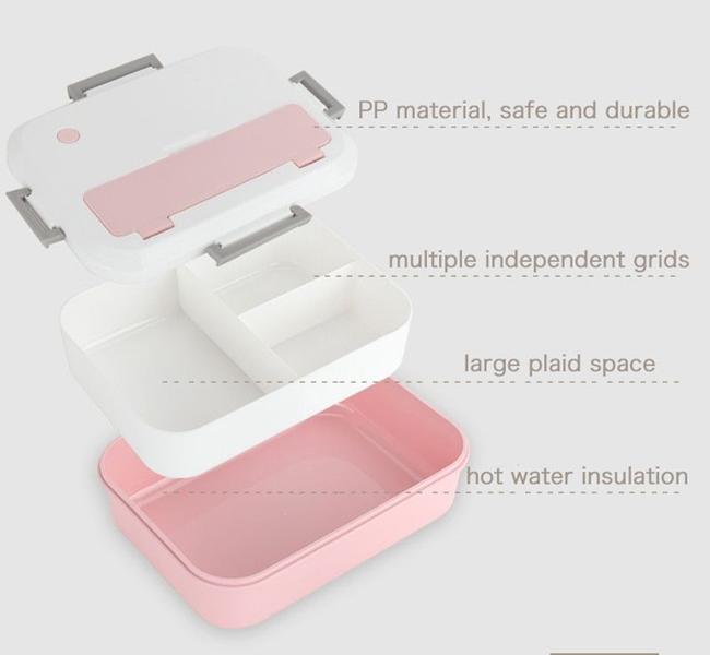 Imagem de Caixa de almoço de aquecimento de micro-ondas Creative Phone Stand Bento Box Caixa de comida para trabalhadores de piquenique da escola infantil Lancheiras (Rosa)