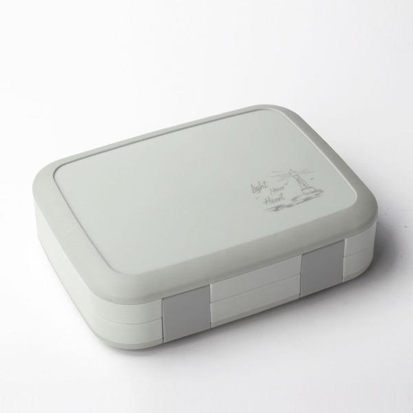 Imagem de Caixa de almoço de micro-ondas Portátil Várias grades Bento Box Para crianças escolares crianças dinnerware recipiente de armazenamento de alimentos Lancheiras (Cinza)