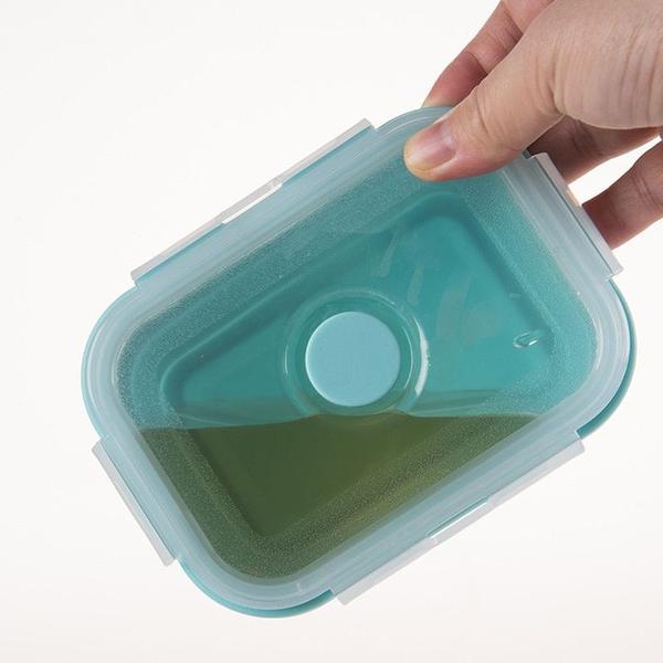 Imagem de Caixa de almoço portátil dobrável de silicone para comida dinnerware recipiente de comida tigela para crianças adultas Lancheiras (Azul)