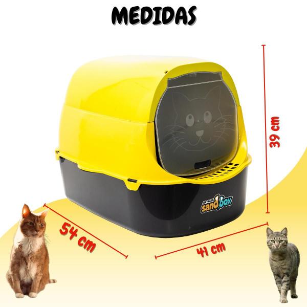 Imagem de Caixa de Areia para Gatos Grande Fechada Banheiro Sanitário com Porta Pazinha Higiênica