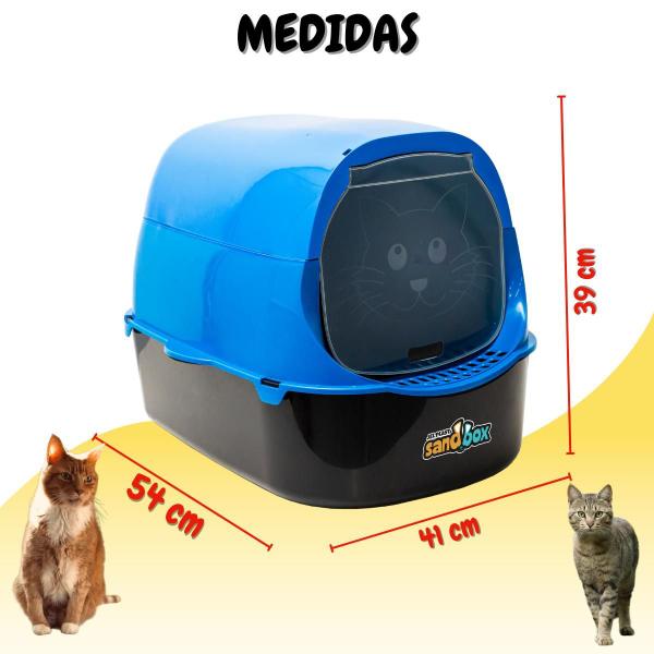 Imagem de Caixa de Areia para Gatos Grande Fechada Banheiro Sanitário com Porta Pazinha Higiênica