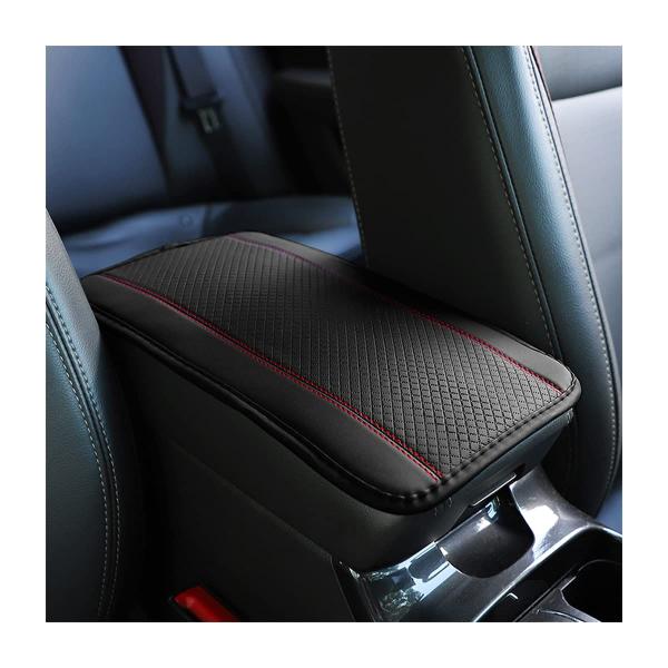 Imagem de Caixa de armazenamento de apoio de braço para carro Mat 8sanlione Fiber Leather Preto/Vermelho