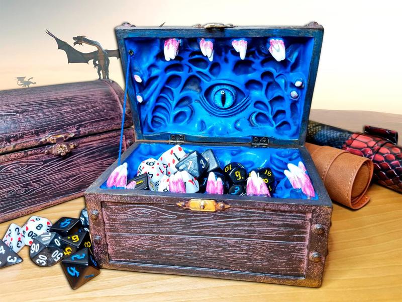 Imagem de Caixa de armazenamento de dados Power Beast Dungeon Mimic Chest com vidro