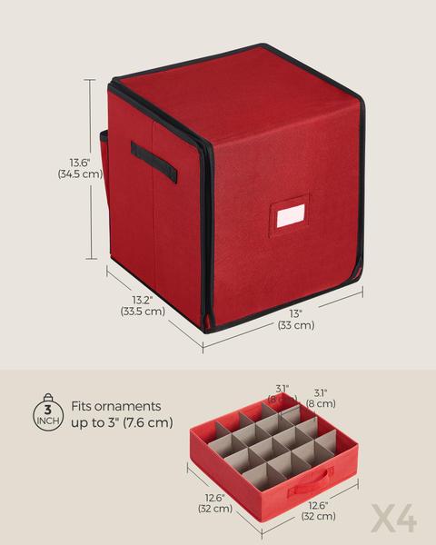Imagem de Caixa de armazenamento de enfeites de Natal SONGMICS URFB037R01 vermelha