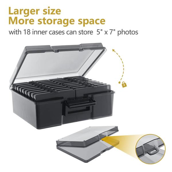 Caixa de armazenamento de fotos iDekooror 5x7 Capa para fotos preta sem ácido Imagem de Caixa de armazenamento de fotos iDekooror 5x7 Capa para fotos preta sem ácido