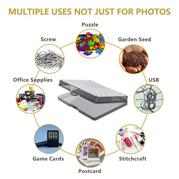 Caixa de armazenamento de fotos iDekooror 5x7 Capa para fotos preta sem ácido Imagem de Caixa de armazenamento de fotos iDekooror 5x7 Capa para fotos preta sem ácido