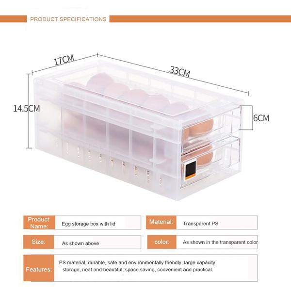 Imagem de Caixa de armazenamento de ovos de cozinha 24 caixas de bandeja de ovos caixa de alimentos caixa organizadora de armazenamento de duas camadas multifuncionais crisper de ovo Garrafas, Frascos & Caixas