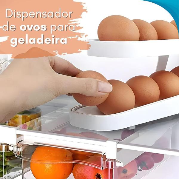 Imagem de Caixa de Armazenamento de Ovos Rolantes Para Geladeira Ideal Para Manter Ovos Frescos e Bem Organizados