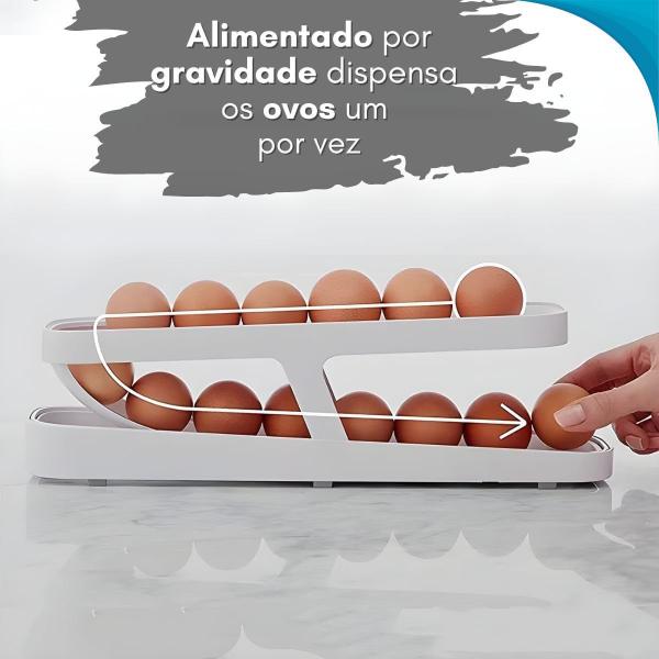 Imagem de Caixa de Armazenamento de Ovos Rolantes Para Geladeira Ideal Para Manter Ovos Frescos e Bem Organizados