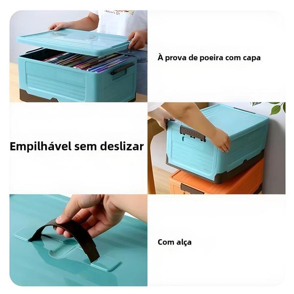 Imagem de Caixa de Armazenamento Dobrável de Grande Capacidade para Roupas, Brinquedos, Sapatos e Livros