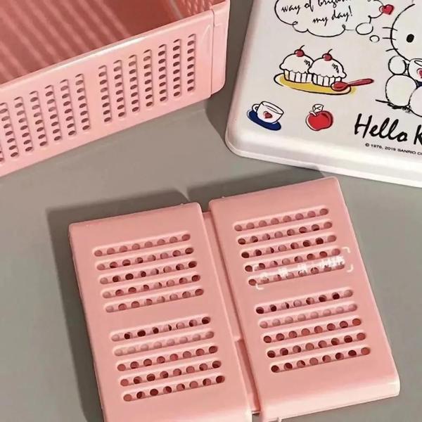 Imagem de Caixa de Armazenamento Hello Kitty Dobrável - Organizador Multiuso para Mesa