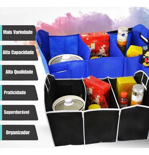 Imagem de Caixa De Armazenamento Multiuso Dobrável De 3 Compartimentos Para Porta-malas De Carro Para Compras De Mercado Porta Treco Bolsa Organizador