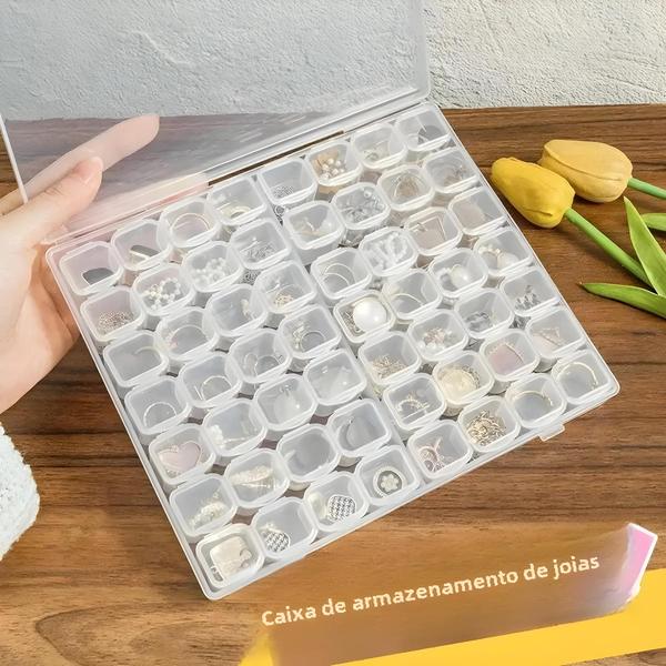 Caixa de Armazenamento para Unhas e Joias com 56 Compartimentos Transparentes Imagem de Caixa de Armazenamento para Unhas e Joias com 56 Compartimentos Transparentes