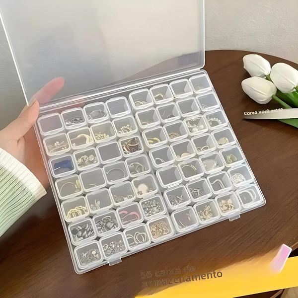 Caixa de Armazenamento para Unhas e Joias com 56 Compartimentos Transparentes Imagem de Caixa de Armazenamento para Unhas e Joias com 56 Compartimentos Transparentes