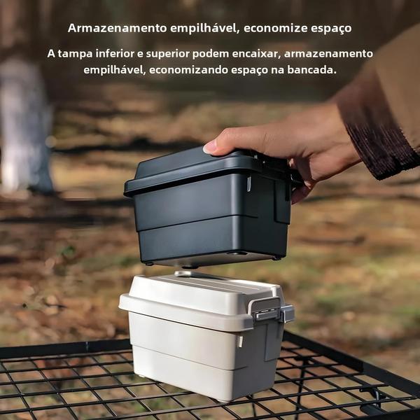 Imagem de Caixa de Armazenamento Portátil 1.1L para Churrasco e Acampamento - Organizador de Utensílios