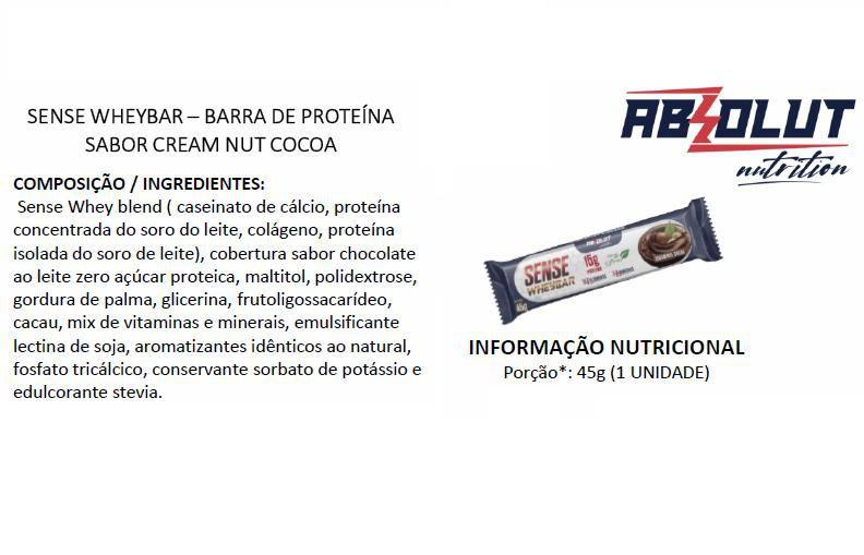 Imagem de Caixa de barra de Proteína Sense Whey Bar com 12 unidade - Absolut Nutrition