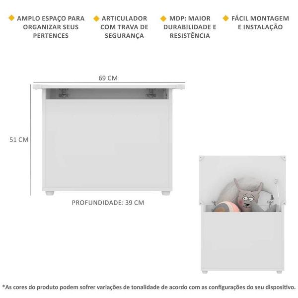 Imagem de Caixa de Brinquedos Baú Organizador Multimóveis FG2315 Branco