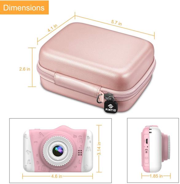 Imagem de Caixa de câmera Fintie Kids com alça removível, presentes para meninos de 3 a 12 anos, saco duro EVA com bolso interno, compatível com Seckton/GKTZ/WOWGO/OMZER/OMWay/Suncity Toys Digital Camera (Rose Gold)