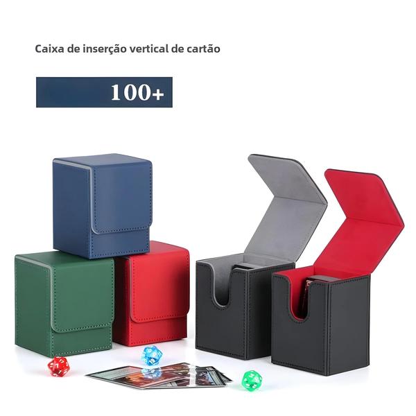 Imagem de Caixa de Cartas Colecionáveis de Couro PU - Com Fecho Magnético para +100 Cartões