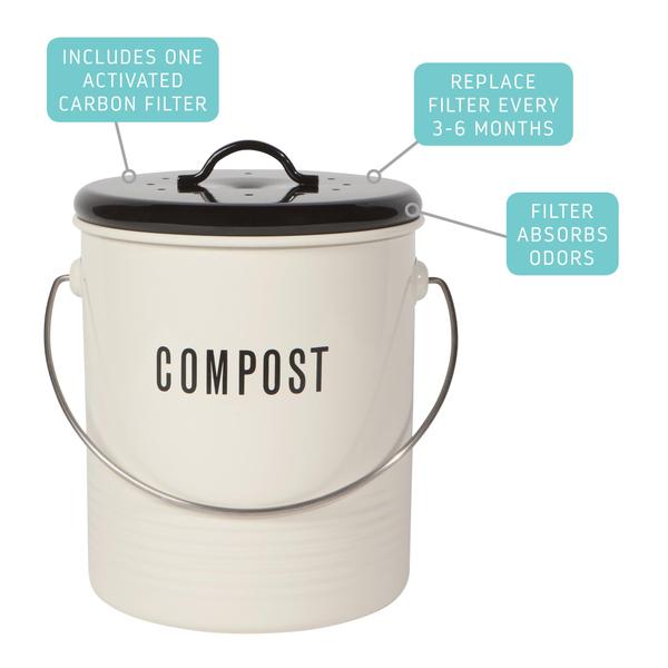 Imagem de Caixa de compostagem Now Designs Vintage Ivory 4.7L em aço inoxidável