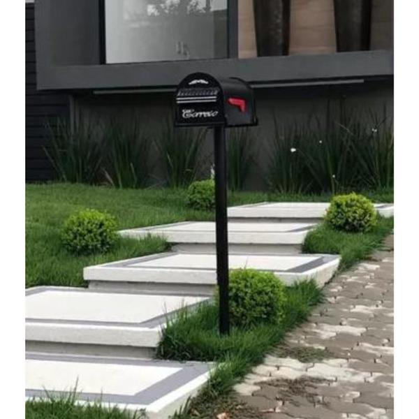 Imagem de Caixa de Correio Americana de Alumínio Moderna com Chave e com Pedestal Pé para Condomínio ou Jardim