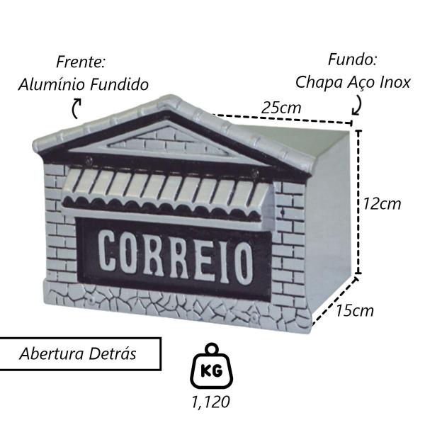 Imagem de Caixa de Correio Para Cartas Colonial Inox Detras 15x25x12cm