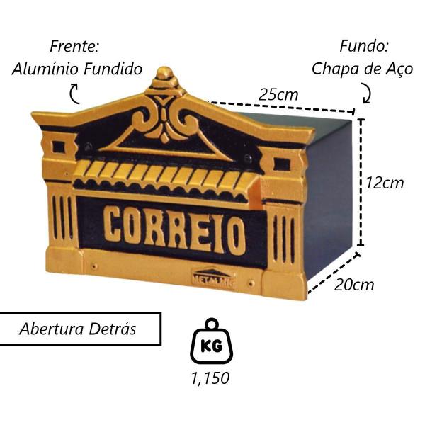 Imagem de Caixa de Correio Para Cartas Mineira Ouro Detras 20x25x12cm